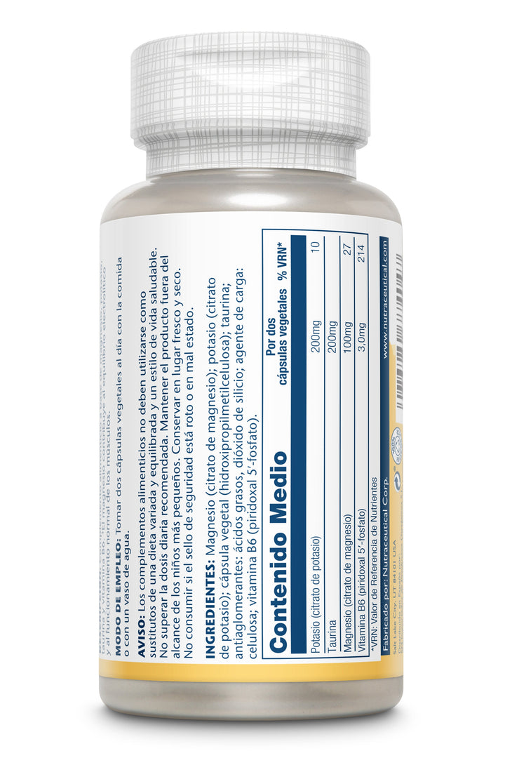 Etiqueta posterior, información nutricional y modo de uso de MAGNESIO & POTASIO - 60 VEGCAPS