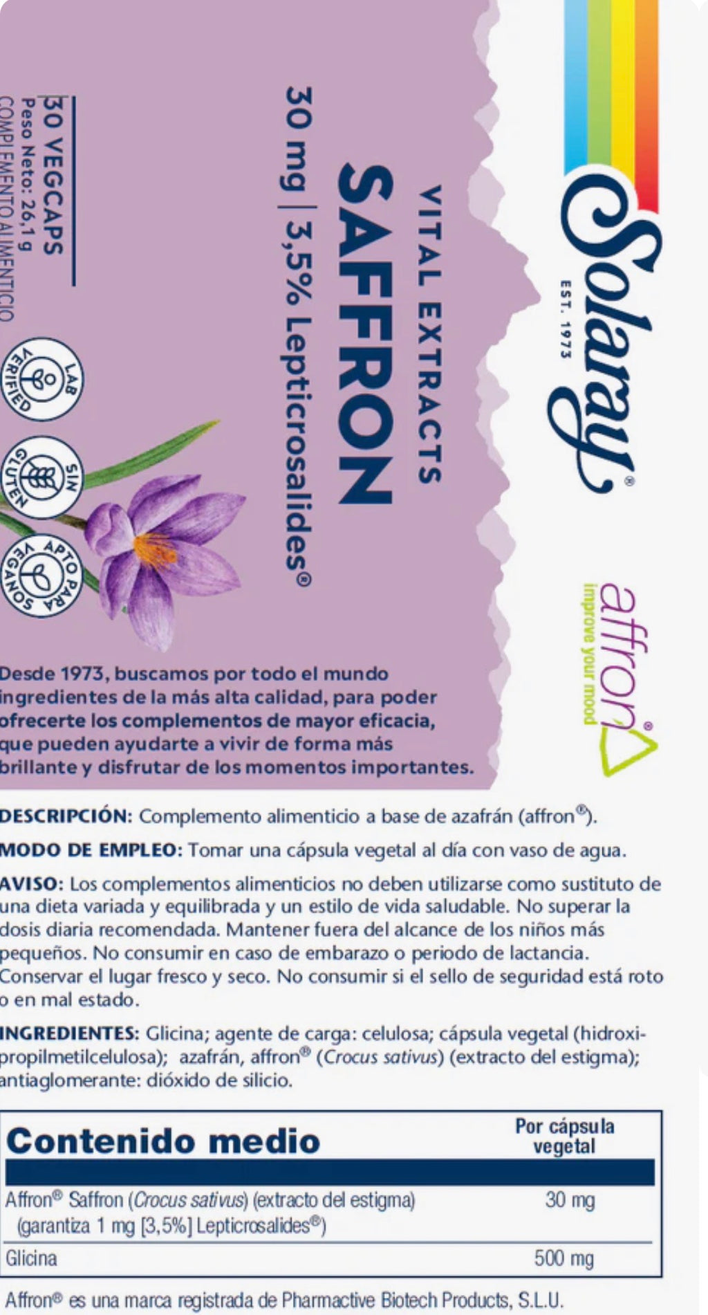 Saffron Extract Affron® - Extracto de azafrán
