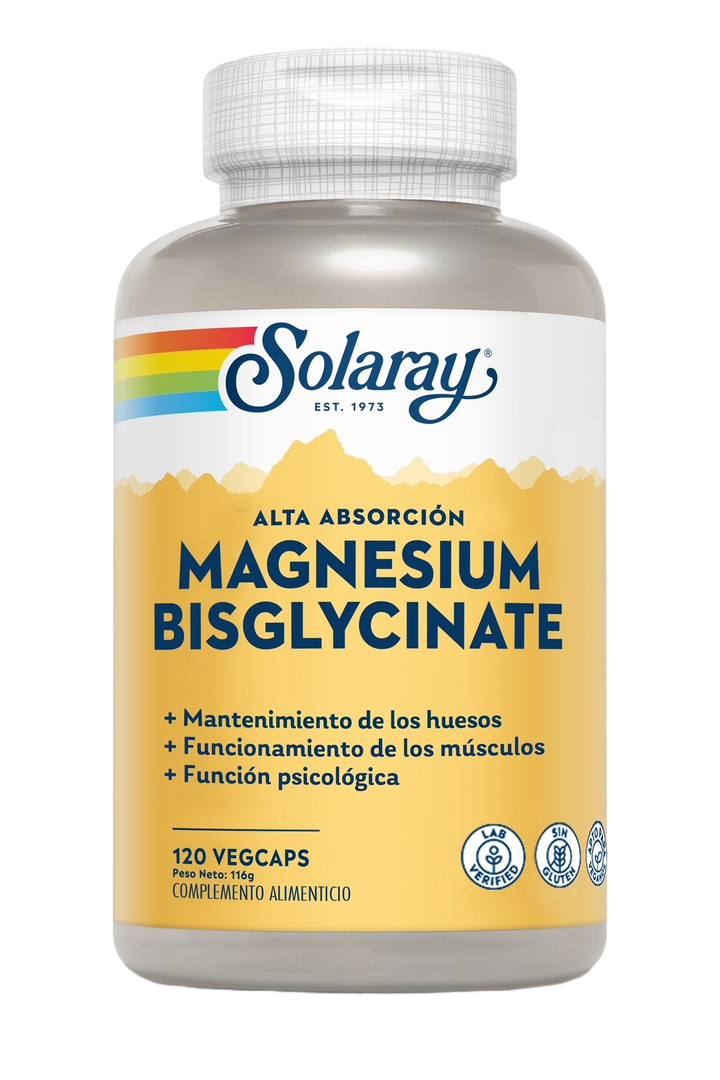 Etiqueta posterior, información nutricional y modo de uso de MAGNESIO BISGLICINATO - 120 & 240 VEGCAPS