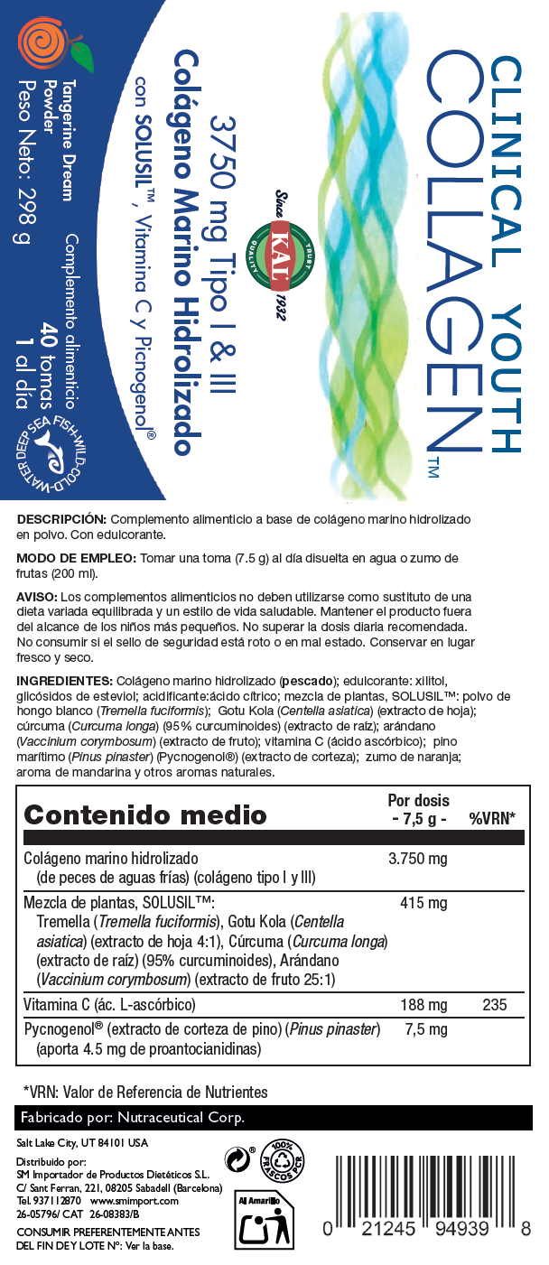 Etiqueta posterior, información nutricional y modo de uso de CLINICAL COLLAGEN TYPE I & III -  298 GR.
