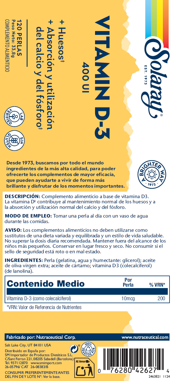 VITAMIN D3 400UI - 120 PERLAS (ES)