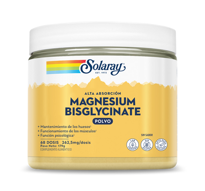 MAGNESIO BISGLYCINATO EN POLVO - 179 GR. (68 DOSIS)